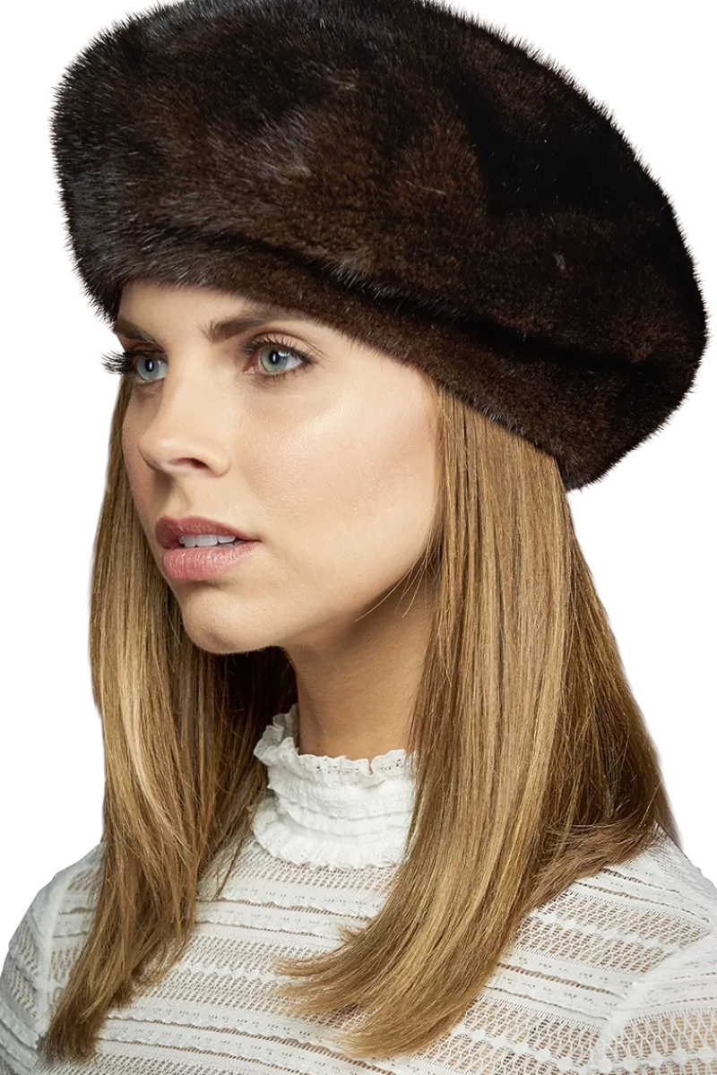 Adjustable Mink Fur Beret Women Hats|Mink