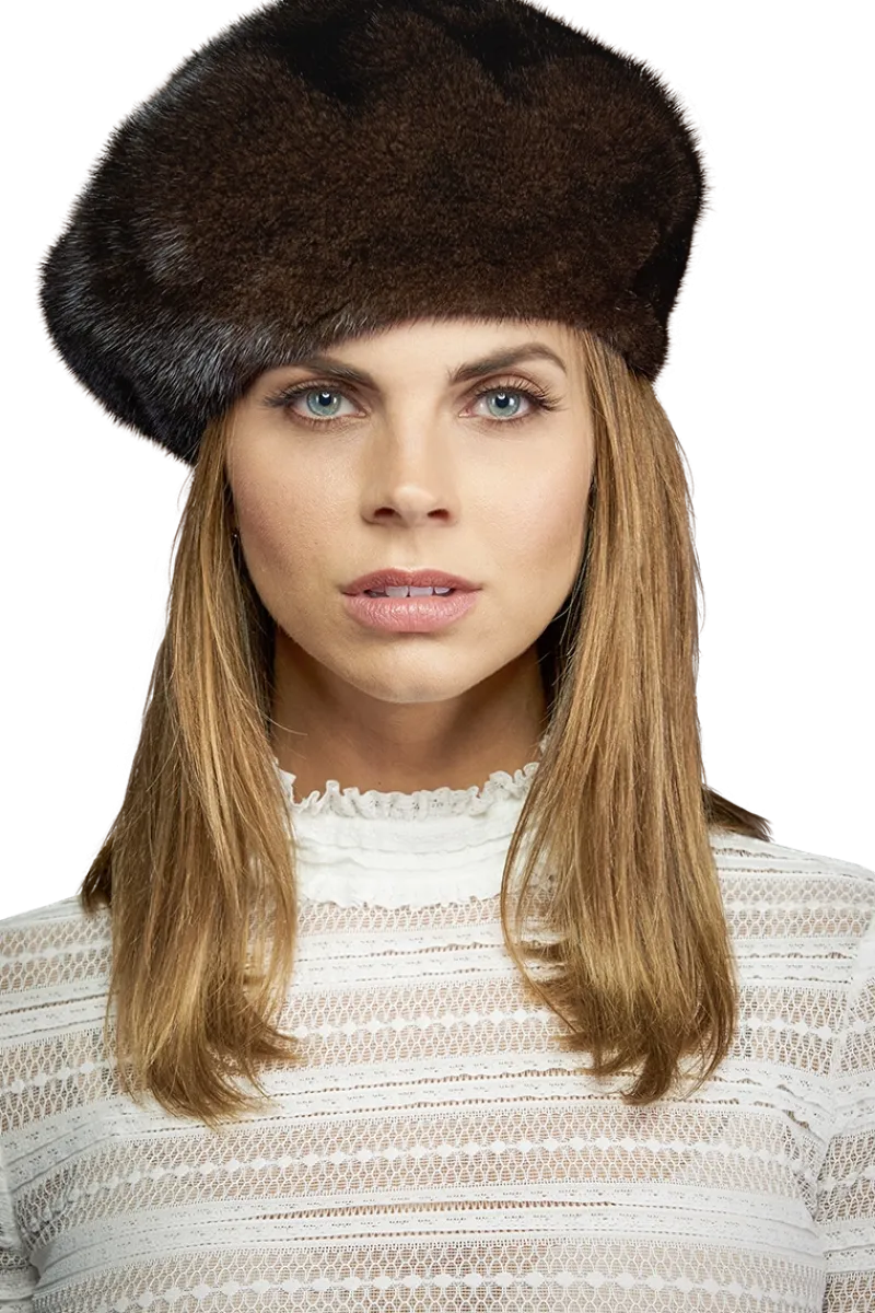 Adjustable Mink Fur Beret Women Hats|Mink