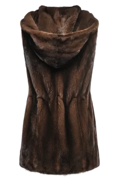 Hot American Hooded Vertical Mink Fur Vest Women Mink|Fur Vests