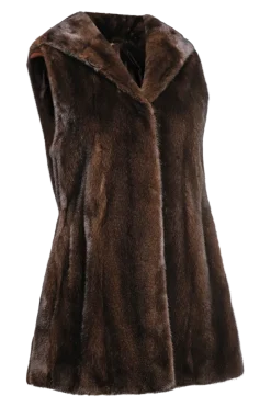 Hot American Hooded Vertical Mink Fur Vest Women Mink|Fur Vests
