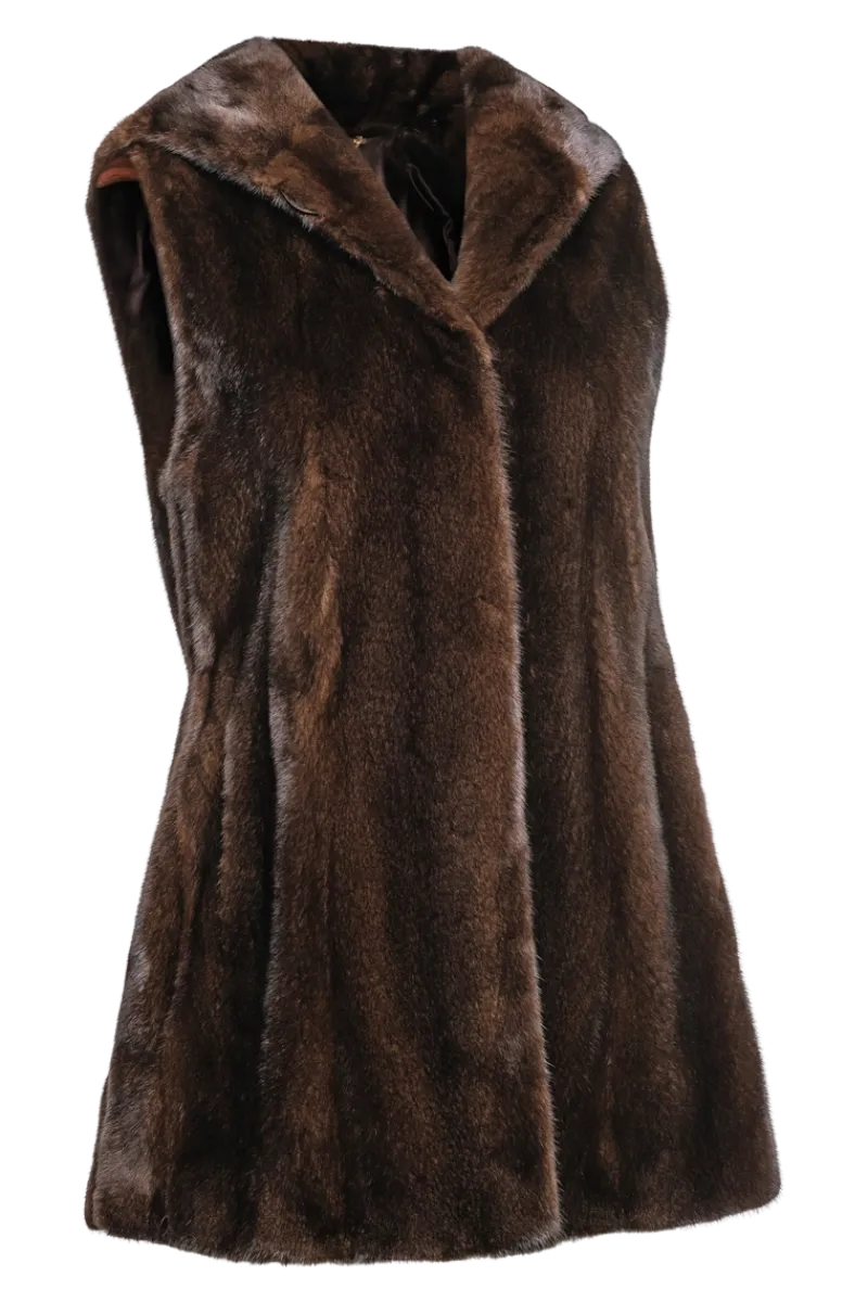 Hot American Hooded Vertical Mink Fur Vest Women Mink|Fur Vests