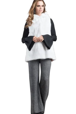 Hot American Hooded Vertical Mink Fur Vest Women Mink|Fur Vests