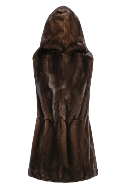 Hot American Hooded Vertical Mink Fur Vest Women Mink|Fur Vests