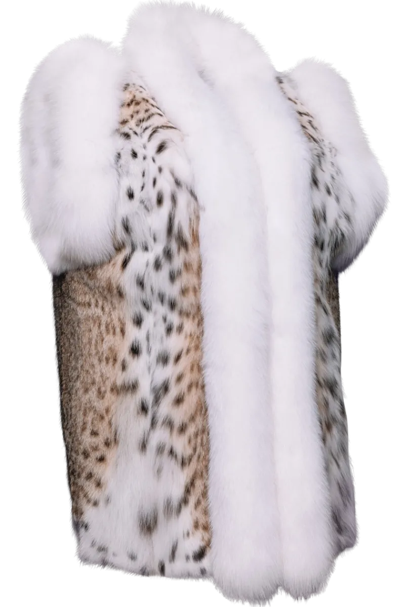 New American Lynx and Fox Fur Vest Women Lynx