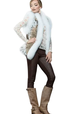 New American Lynx and Fox Fur Vest Women Lynx