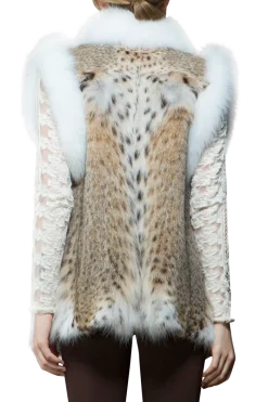 New American Lynx and Fox Fur Vest Women Lynx