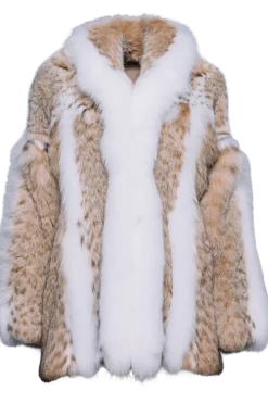 Hot American Lynx Fur Jacket - White Fox Fur Trim Women Lynx|Fur Jackets