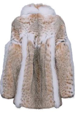 Hot American Lynx Fur Jacket - White Fox Fur Trim Women Lynx|Fur Jackets