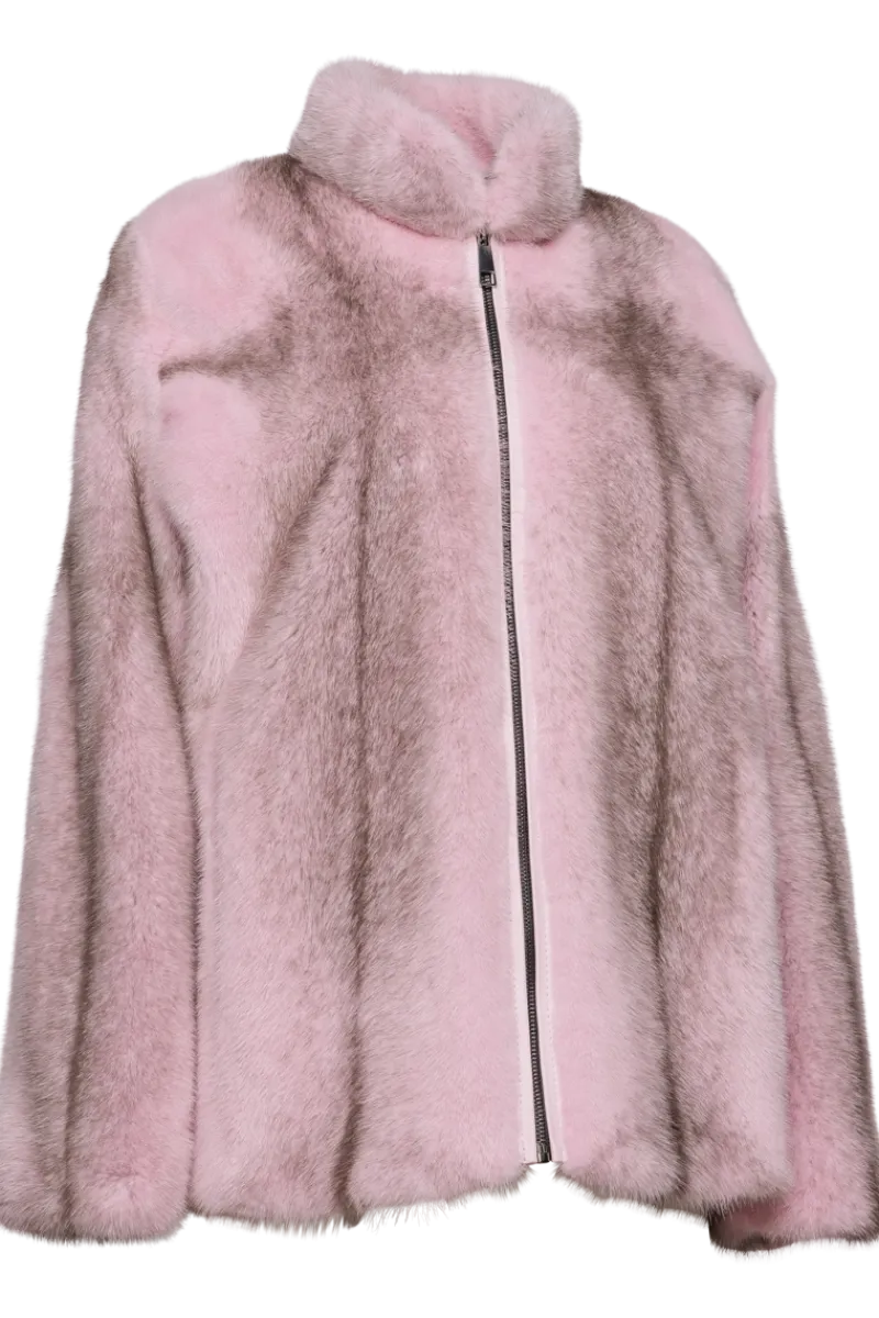 Baby Pink | Blue Silver Cross Mink Fur Jacket Women Mink|Fur Jackets