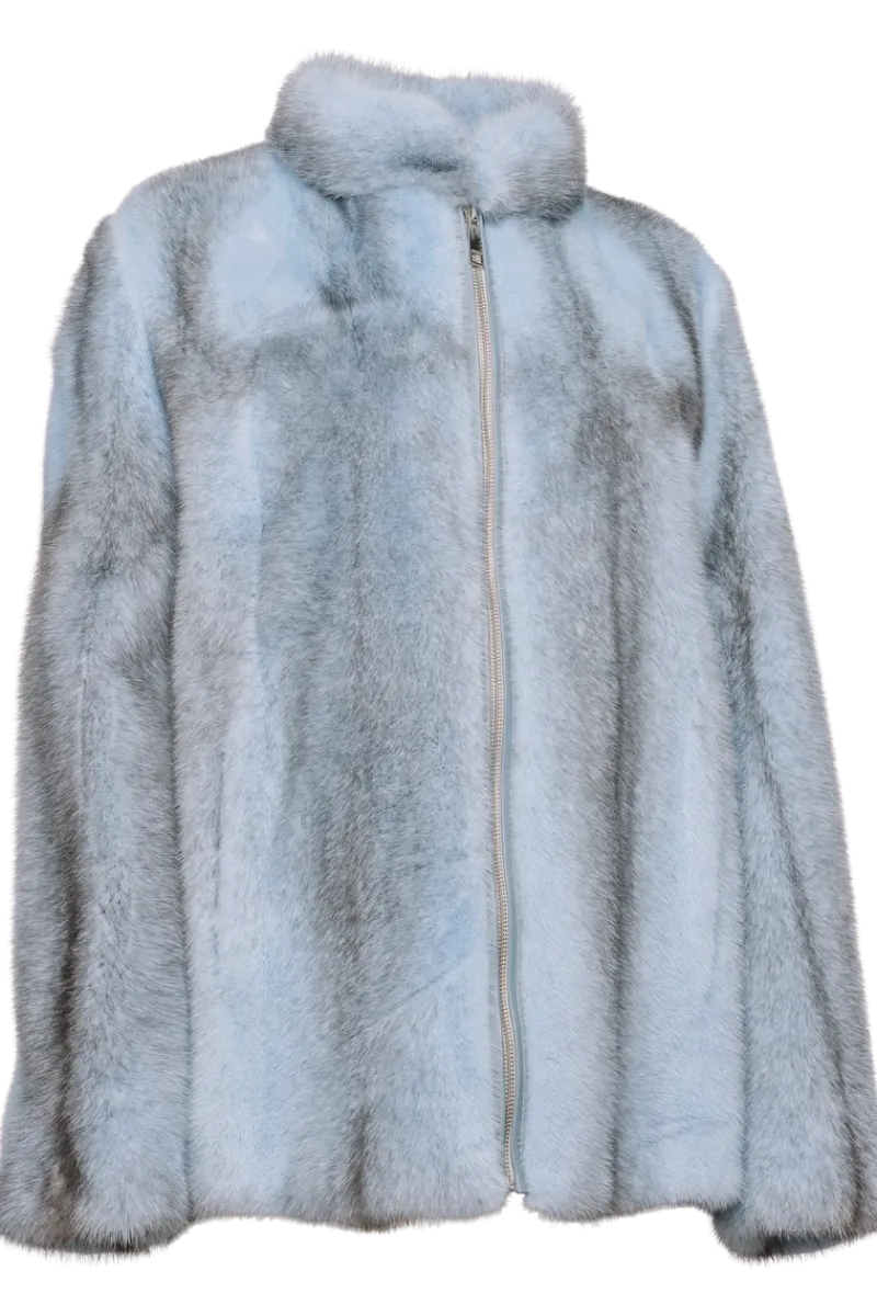 Baby Pink | Blue Silver Cross Mink Fur Jacket Women Mink|Fur Jackets