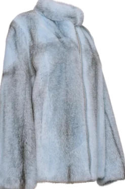 Baby Pink | Blue Silver Cross Mink Fur Jacket Women Mink|Fur Jackets