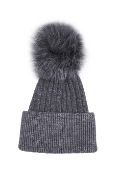 Sale Bella Knit Hat with Detachable Dyed to Match Fox Fur Pom Women Hats|Fox