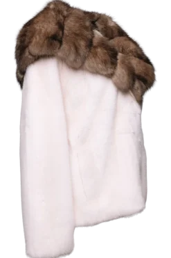 Belted Mink Fur Jacket - Tortora Sable Fur Hood Women Mink|Fur Jackets