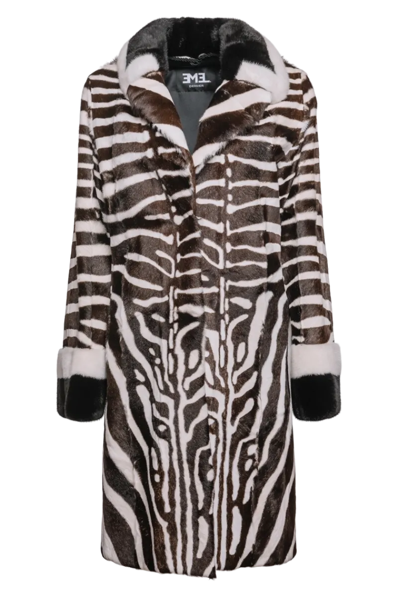New Black/Brown/White Kid Skin & Mink Fur Coat Women Fur Coats