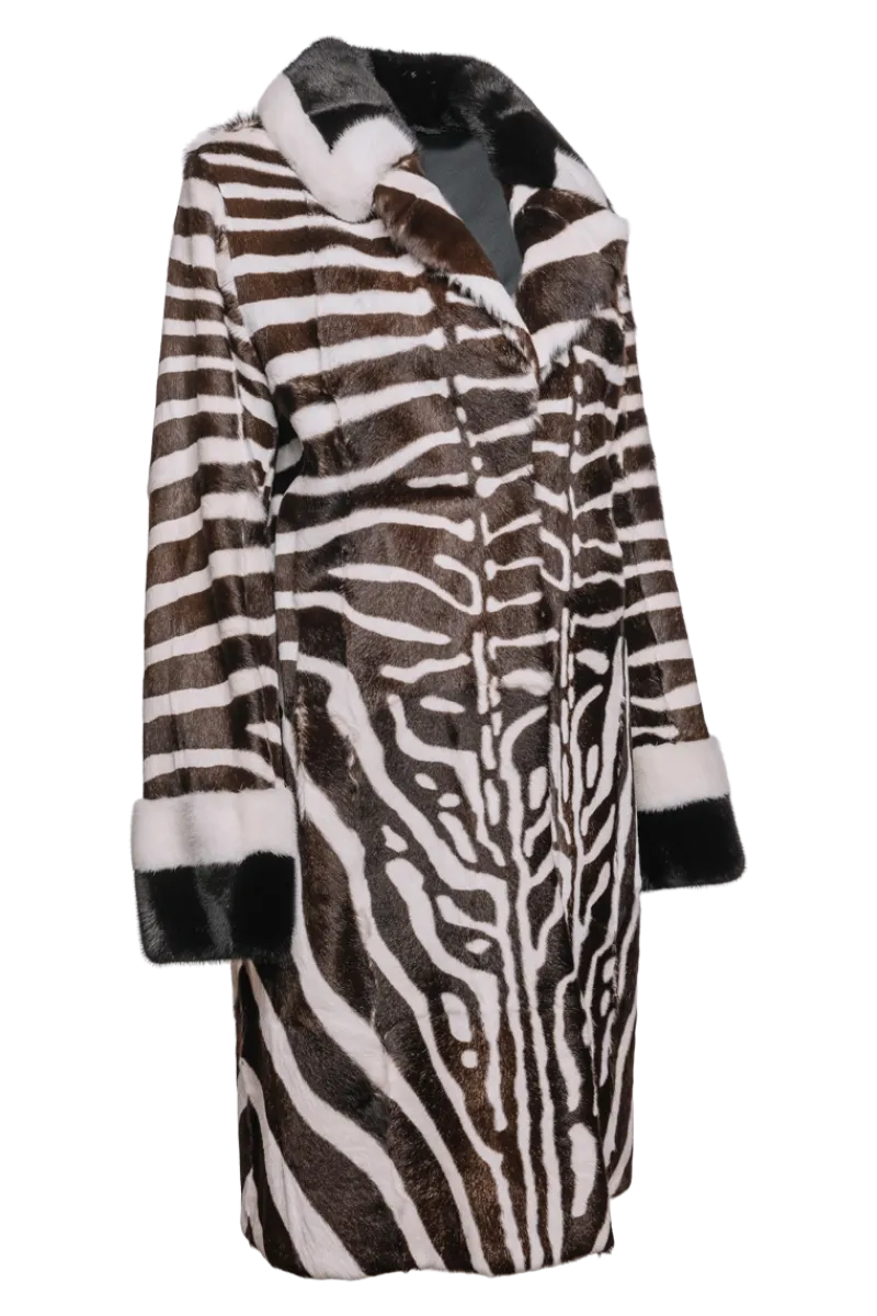 New Black/Brown/White Kid Skin & Mink Fur Coat Women Fur Coats