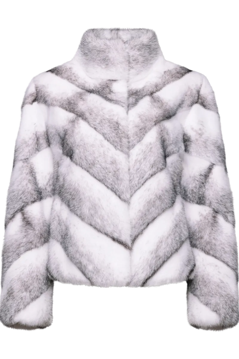 Best Black Cross Chevron Mink Fur Jacket With Diagonal Sleeve Women Fur Jackets|Mink