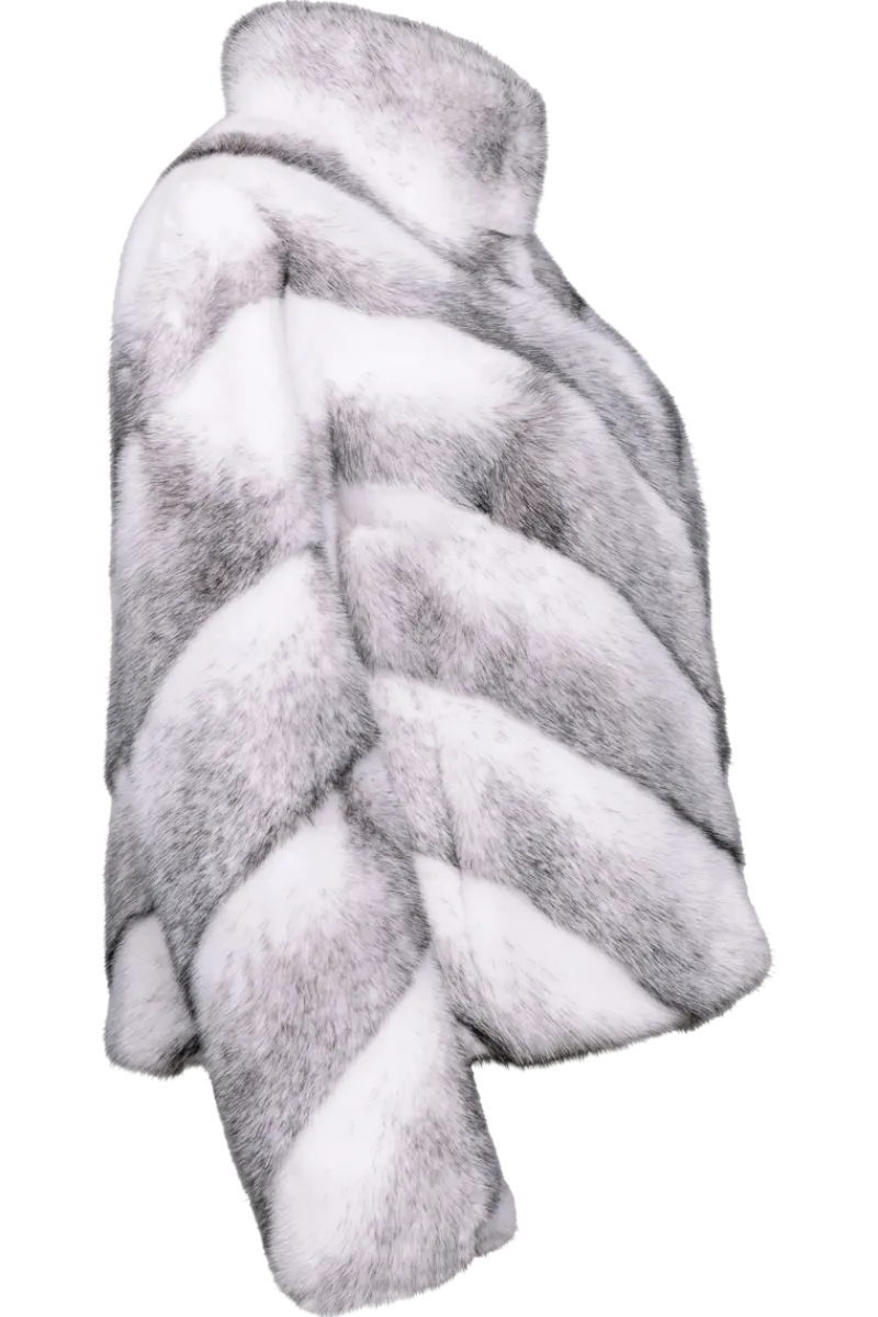 Best Black Cross Chevron Mink Fur Jacket With Diagonal Sleeve Women Fur Jackets|Mink