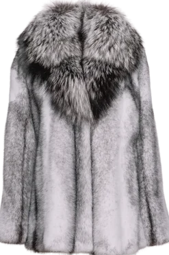 Online Mink Fur Jacket - Silver Fox Shawl Collar Women Fur Jackets