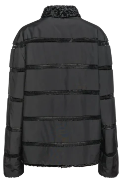 Clearance Reversible Horizontal Swakara Fur Jacket - Netting Detail Women Fur Jackets