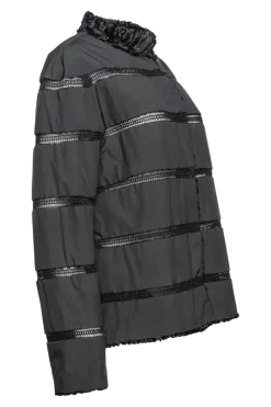 Clearance Reversible Horizontal Swakara Fur Jacket - Netting Detail Women Fur Jackets