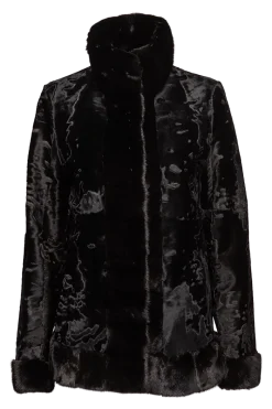 New Russian Broadtail Fur Jacket - Star Mink Fur Details Women Lamb|Fur Jackets