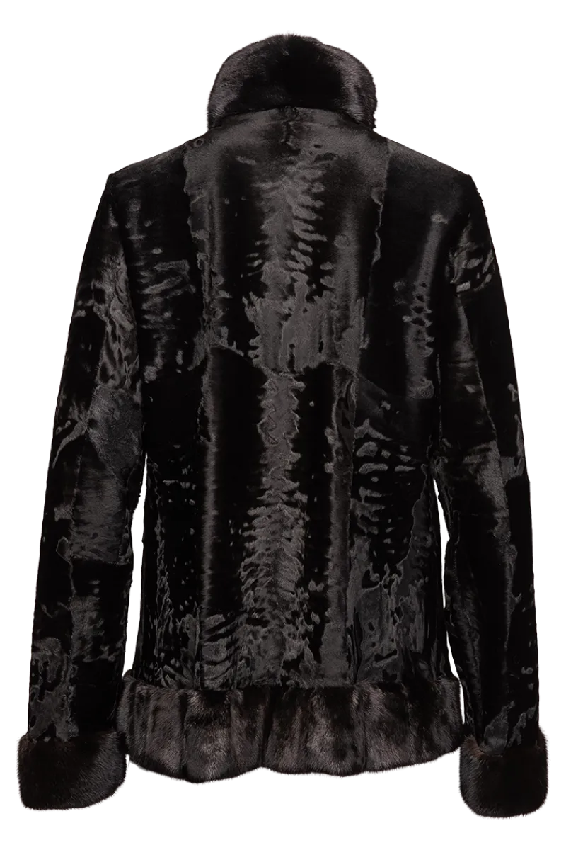 New Russian Broadtail Fur Jacket - Star Mink Fur Details Women Lamb|Fur Jackets