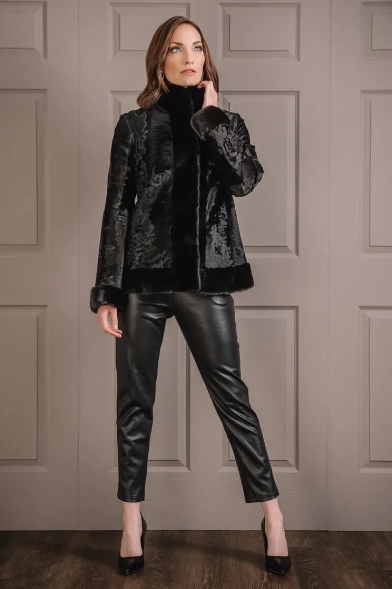 New Russian Broadtail Fur Jacket - Star Mink Fur Details Women Lamb|Fur Jackets