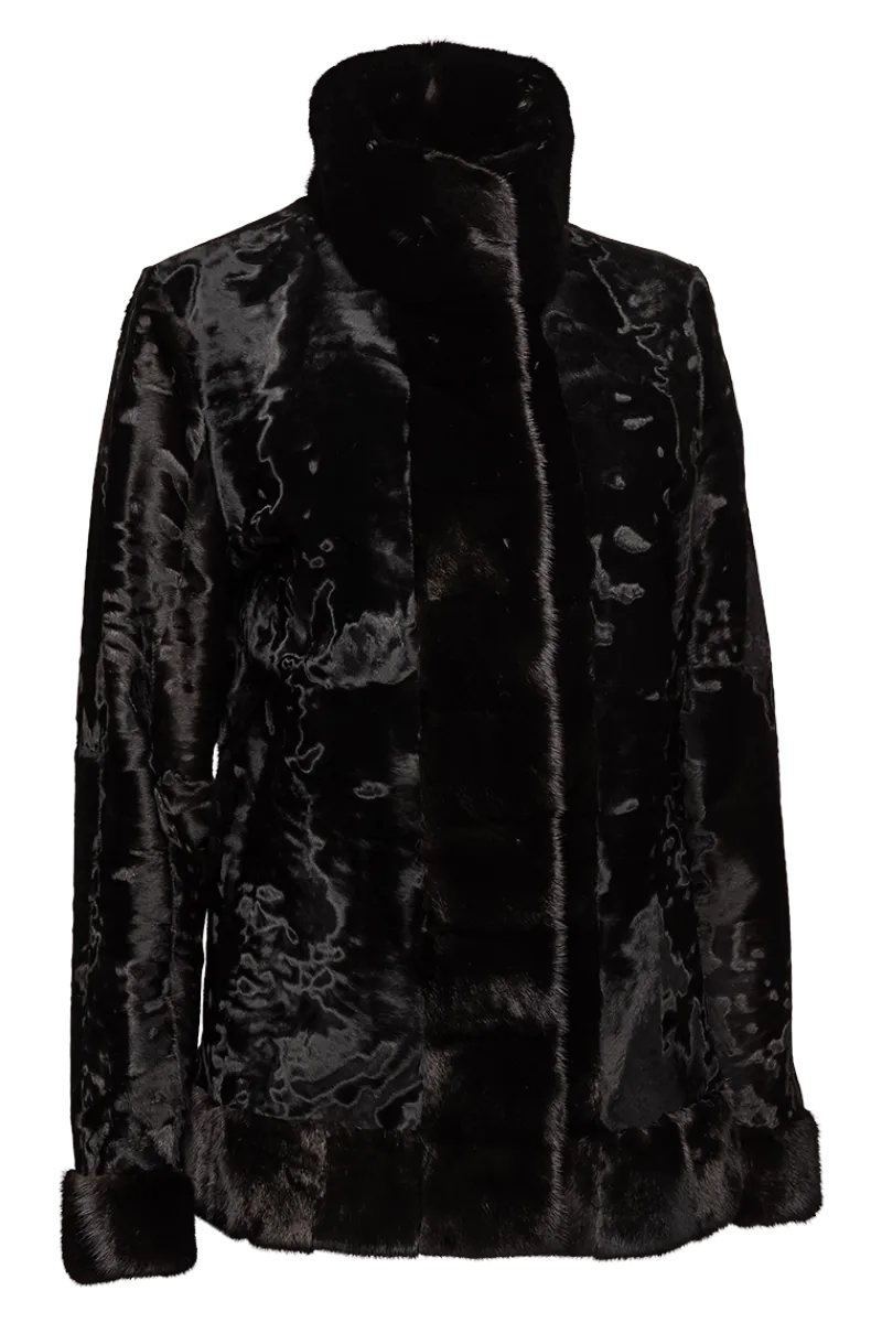 New Russian Broadtail Fur Jacket - Star Mink Fur Details Women Lamb|Fur Jackets