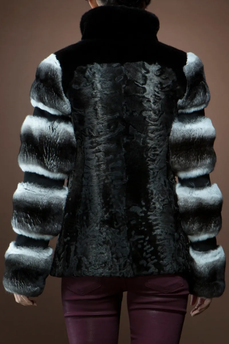 Outlet Swakara, Chinchilla and Mink Fur Jacket Women Fur Jackets