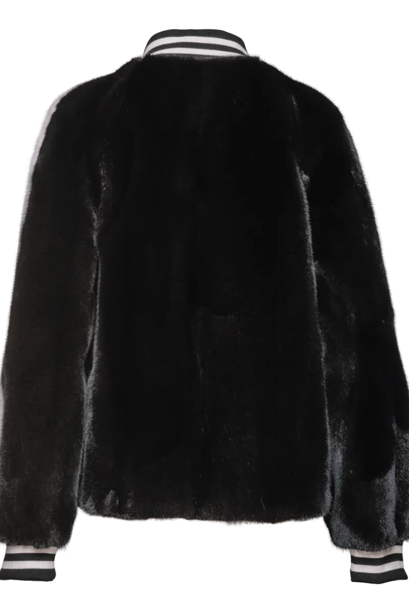 Best Baseball Mink Fur Jacket - Knit Cuffs Women Fur Jackets