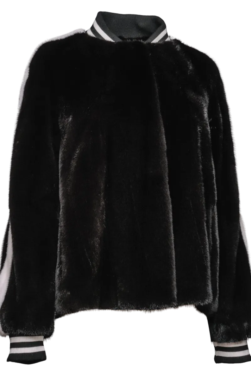 Best Baseball Mink Fur Jacket - Knit Cuffs Women Fur Jackets