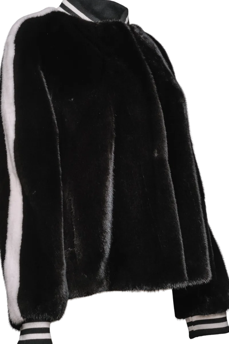 Best Baseball Mink Fur Jacket - Knit Cuffs Women Fur Jackets