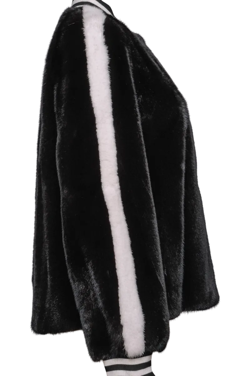 Best Baseball Mink Fur Jacket - Knit Cuffs Women Fur Jackets