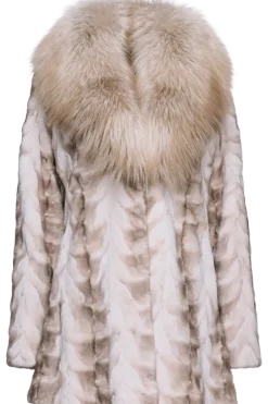 Online Sheared Mink Sections Fur Jacket - Fox Collar Women Fur Jackets|Mink