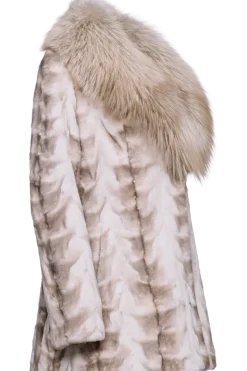 Online Sheared Mink Sections Fur Jacket - Fox Collar Women Fur Jackets|Mink