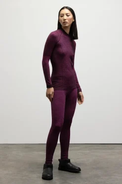Best Campanula Fuchsia Wool Base Layer Leggings Women Ski Layers