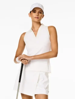 Outlet Caroline Sleeveless Ribbed Polo Top Women All Activewear