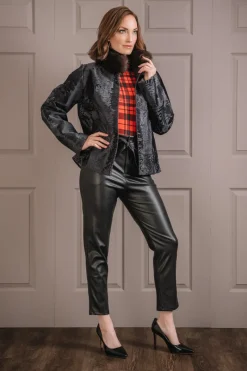 Broadtail Fur Jacket - Russian Sable Fur Collar Women Fur Jackets