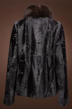 Broadtail Fur Jacket - Russian Sable Fur Collar Women Fur Jackets