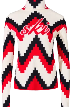 Clearance Chevron Merino Wool Turtleneck Sweater Women Ski Layers