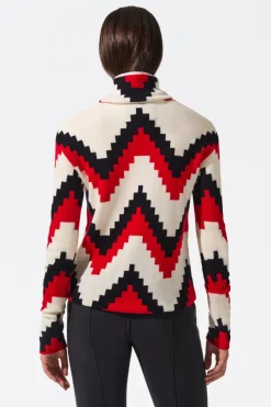 Clearance Chevron Merino Wool Turtleneck Sweater Women Ski Layers