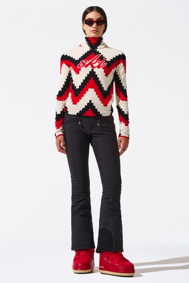 Clearance Chevron Merino Wool Turtleneck Sweater Women Ski Layers