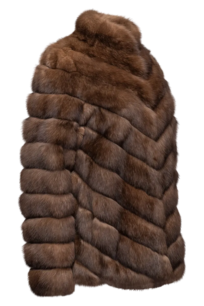 Outlet Chevron Natural Russian Sable Fur Jacket Women Fur Jackets