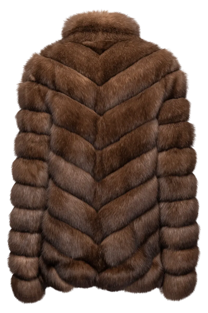 Outlet Chevron Natural Russian Sable Fur Jacket Women Fur Jackets