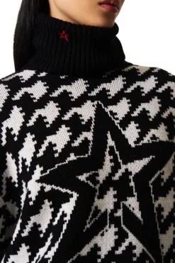 Outlet Chunky Houndstooth Merino Wool Sweater Women Après Ski