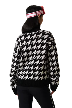 Outlet Chunky Houndstooth Merino Wool Sweater Women Après Ski