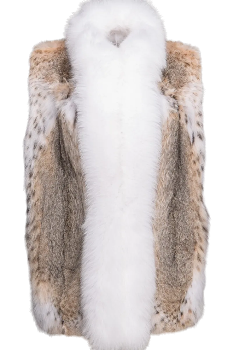 Sale Classic American Lynx Fur Vest - Fox Tuxedo Women Lynx