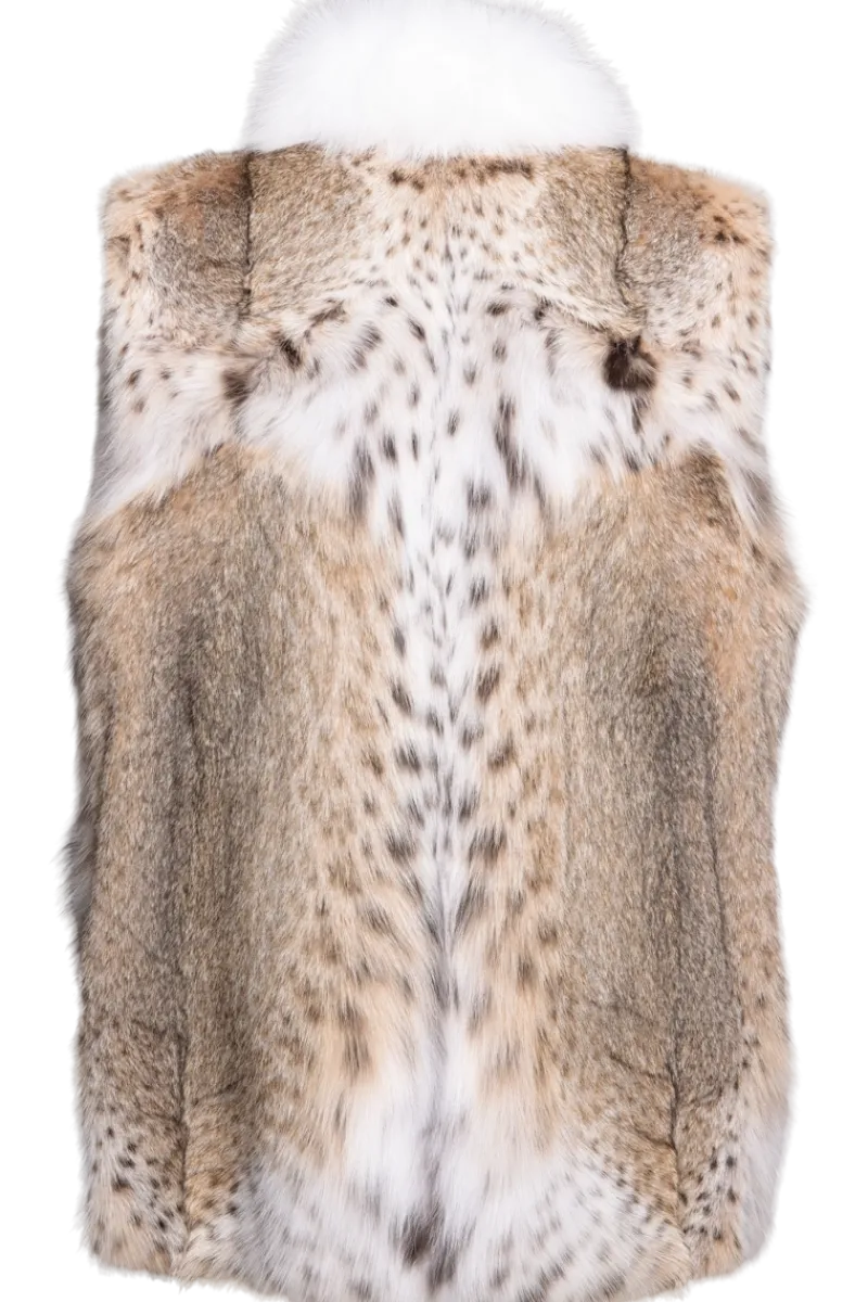Sale Classic American Lynx Fur Vest - Fox Tuxedo Women Lynx