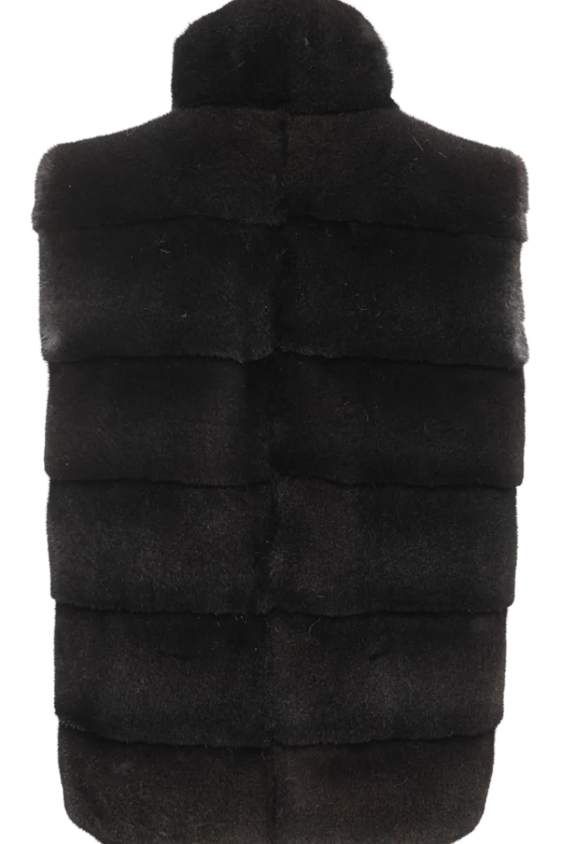 Sale Classic Horizontal Mink Fur Vest - Stand Collar Women Mink
