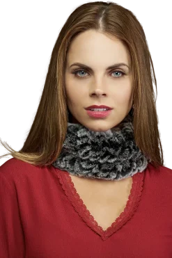Online Classic Knitted Rex Rabbit Fur Funnel Women Rex Rabbit|Scarves